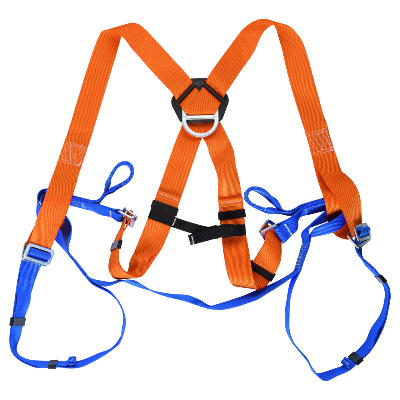 SECULOK Nylon Body Safety Harness with Steel D-Rings, Orange/Blue