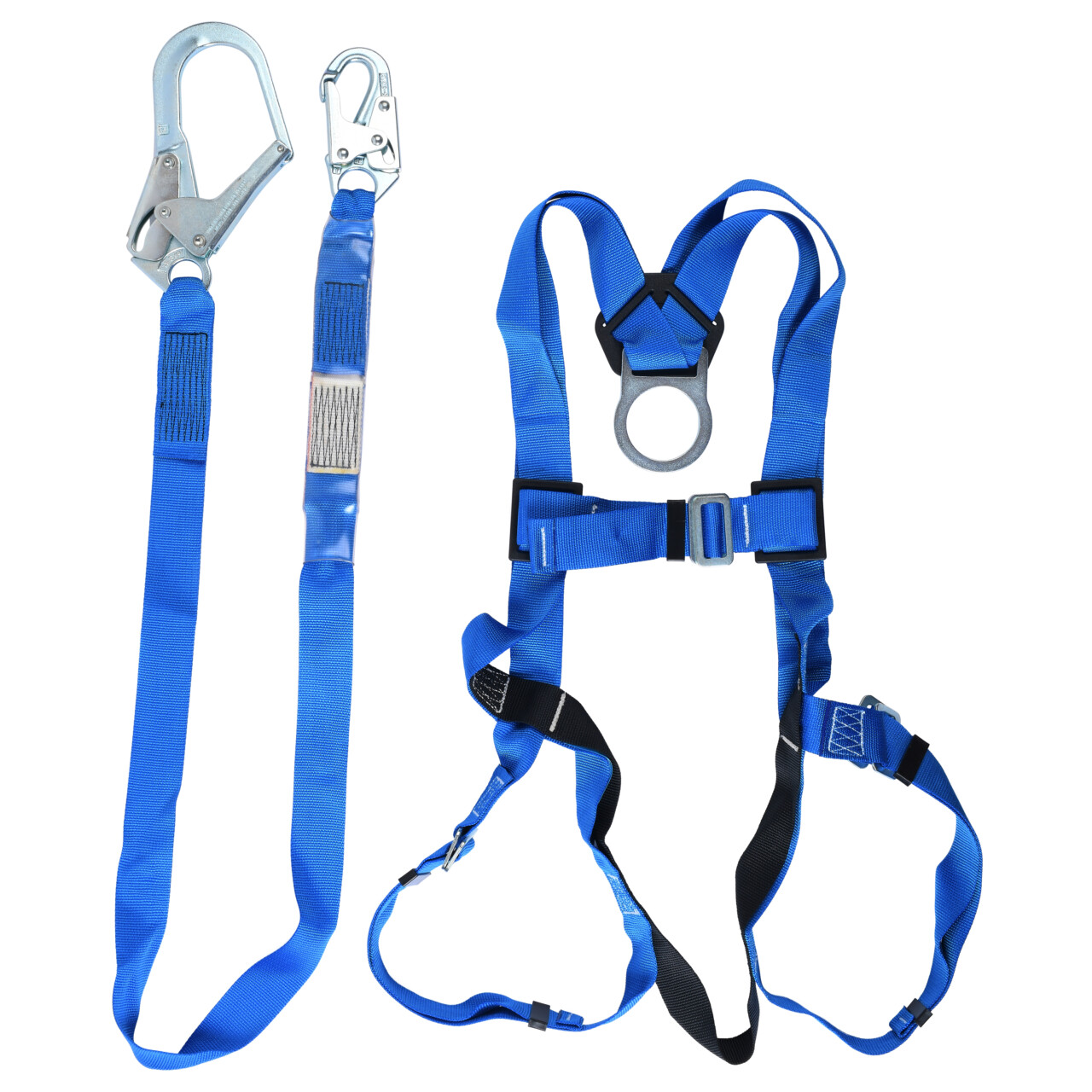 SECULOK Safety Harness with Fall Protection, Blue/Black with Attached Lanyard