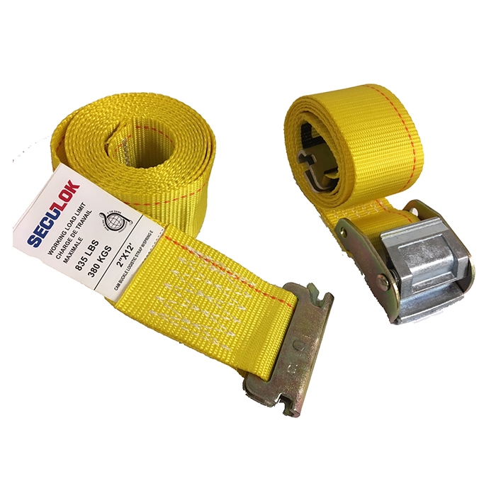 SECULOCK 2”x12′ Logistic Cam Buckle Straps, E-Track Straps(Yellow)